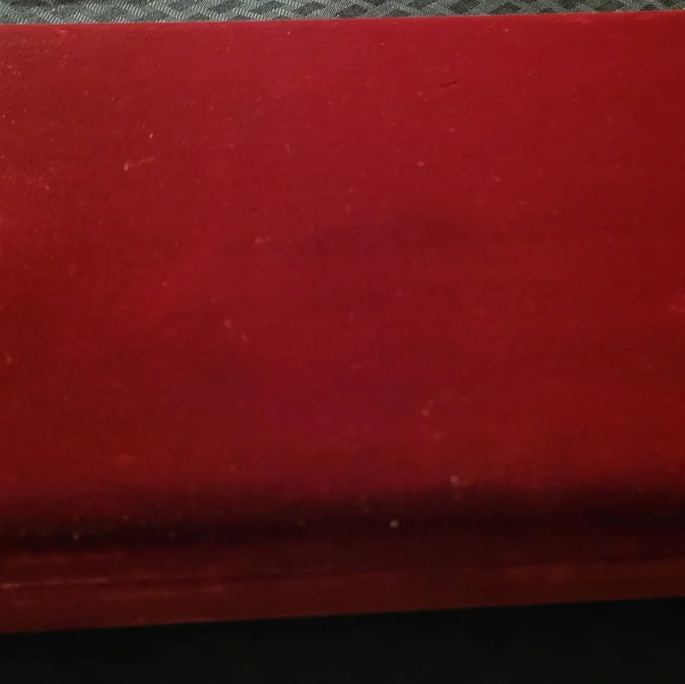 Red Velour Vintage Jewelry Storage Box w/ Gold Trim: Inner Mirror, 24 Compmts.